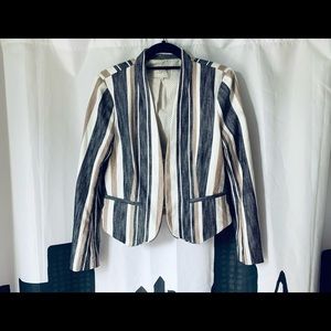 Loft by Ann Taylor Striped Jacket/Blazer